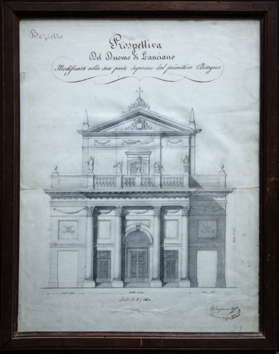 Antico disegno della facciata della Cattedrale di Lanciano che fa parte del fondo Sargiacomo